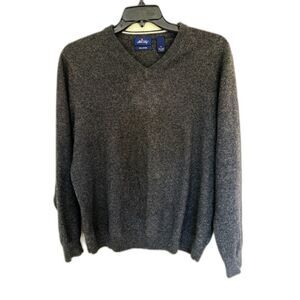 Allen Solly 100% Cashmere V-Neck Sweater Gray Men's XL Charcoal Pullover